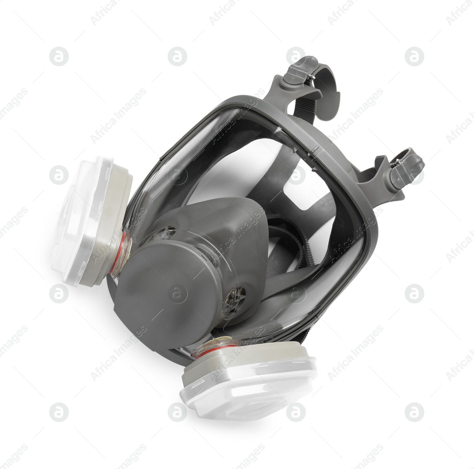 Photo of One full face respirator isolated on white, top view