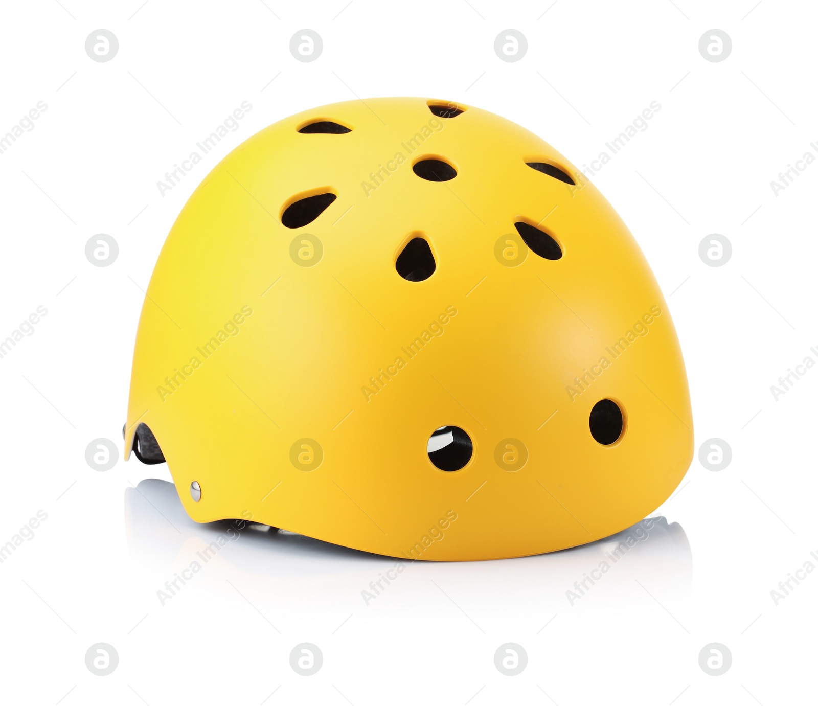 Photo of One yellow protective helmet isolated on white