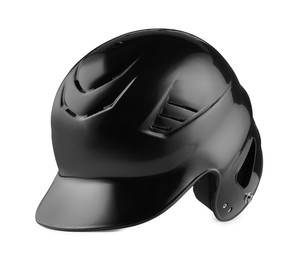 Photo of One black baseball helmet isolated on white