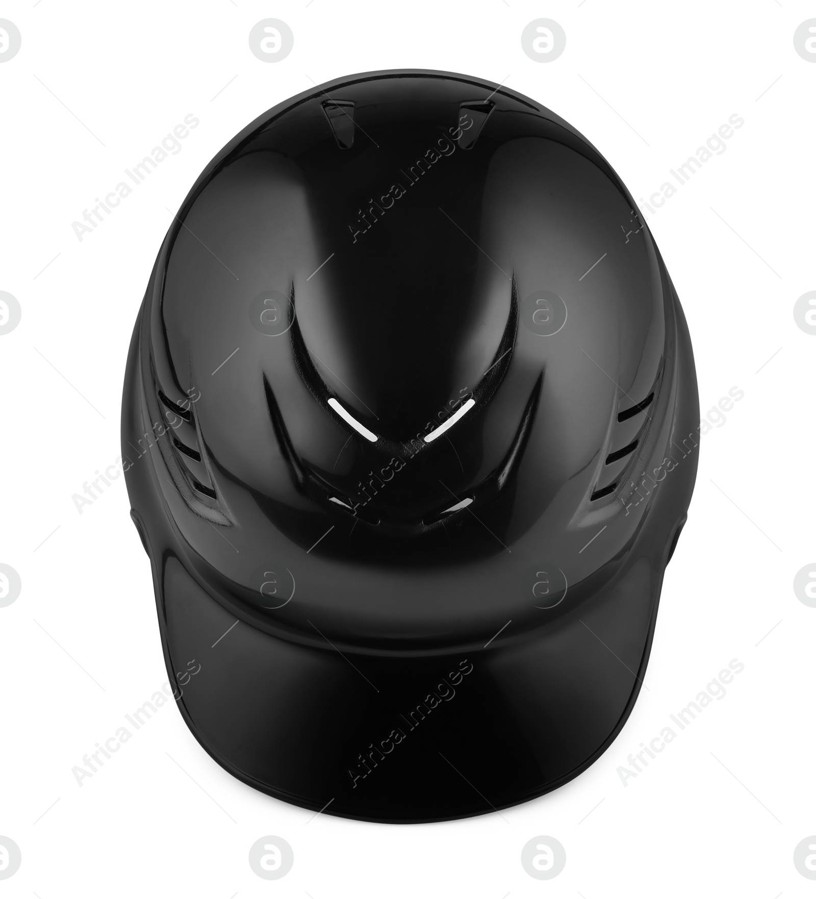 Photo of One black baseball helmet isolated on white