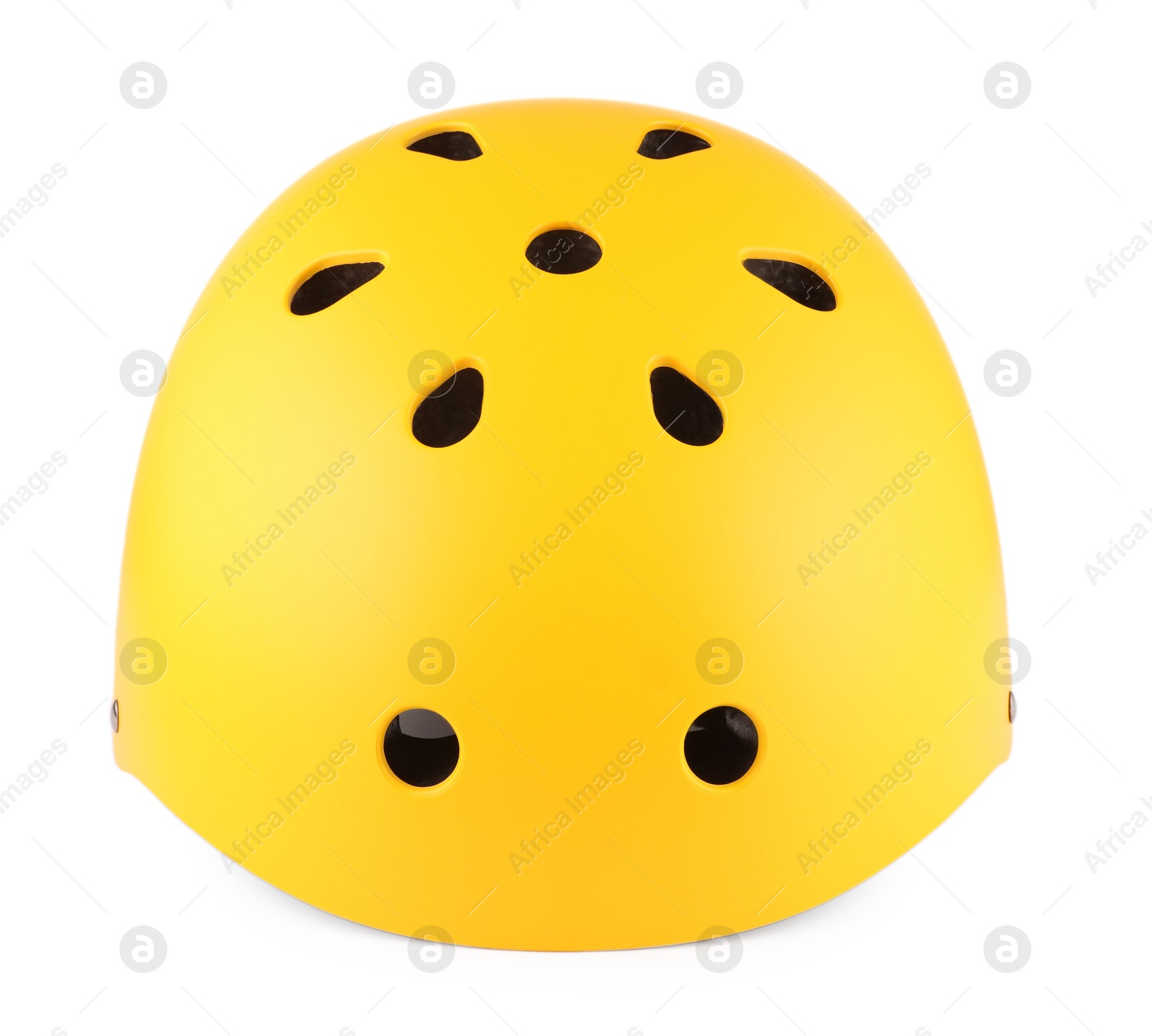 Photo of One yellow protective helmet isolated on white