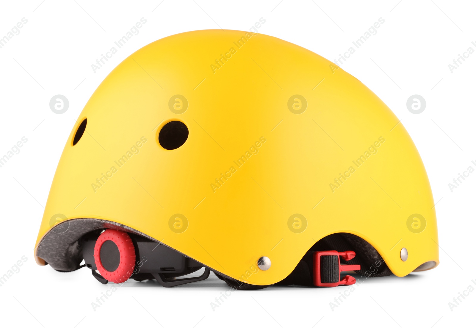 Photo of One yellow protective helmet isolated on white