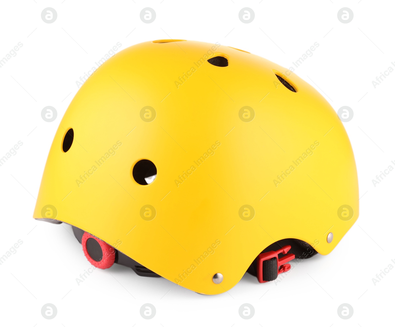 Photo of One yellow protective helmet isolated on white