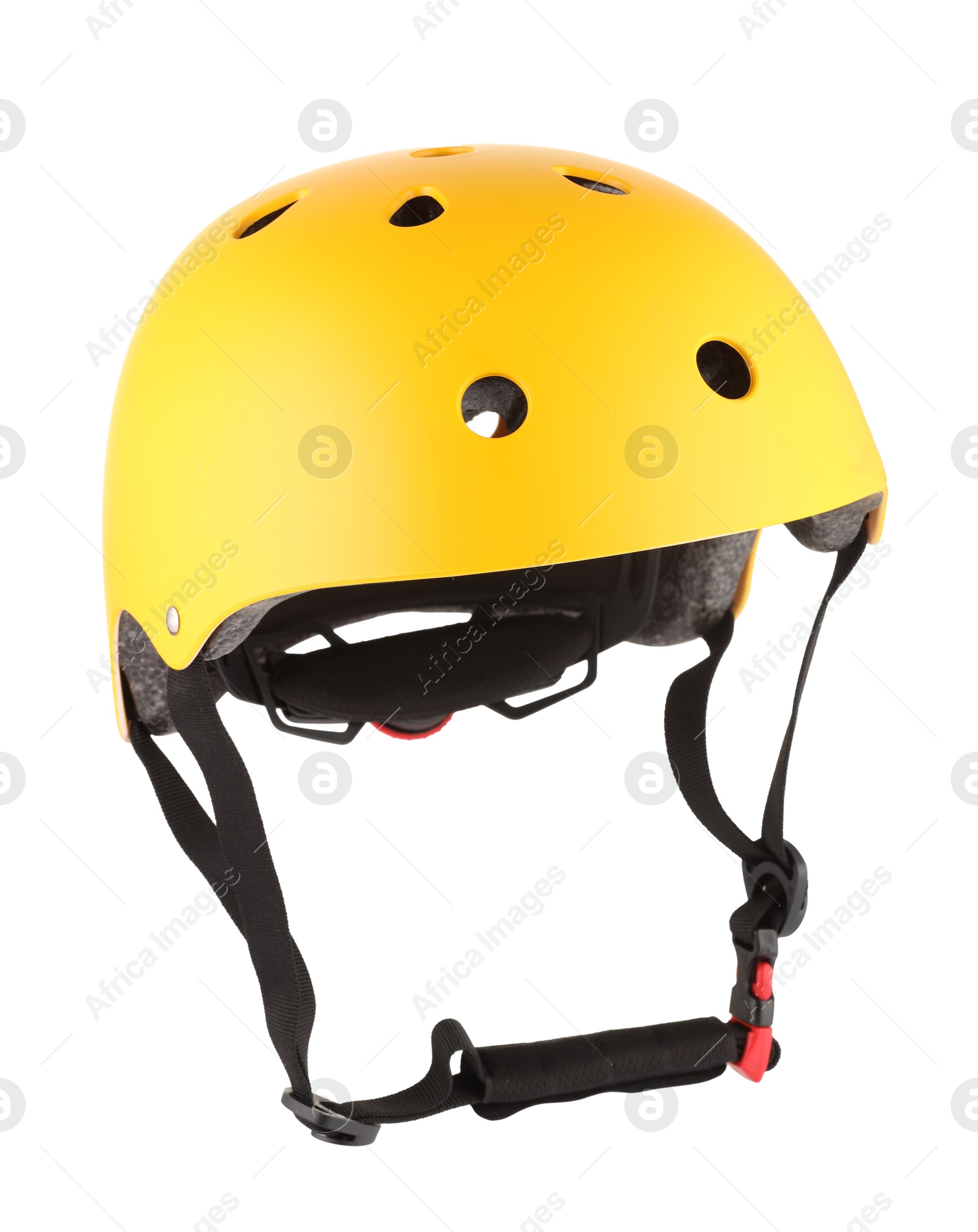 Photo of One yellow protective helmet isolated on white