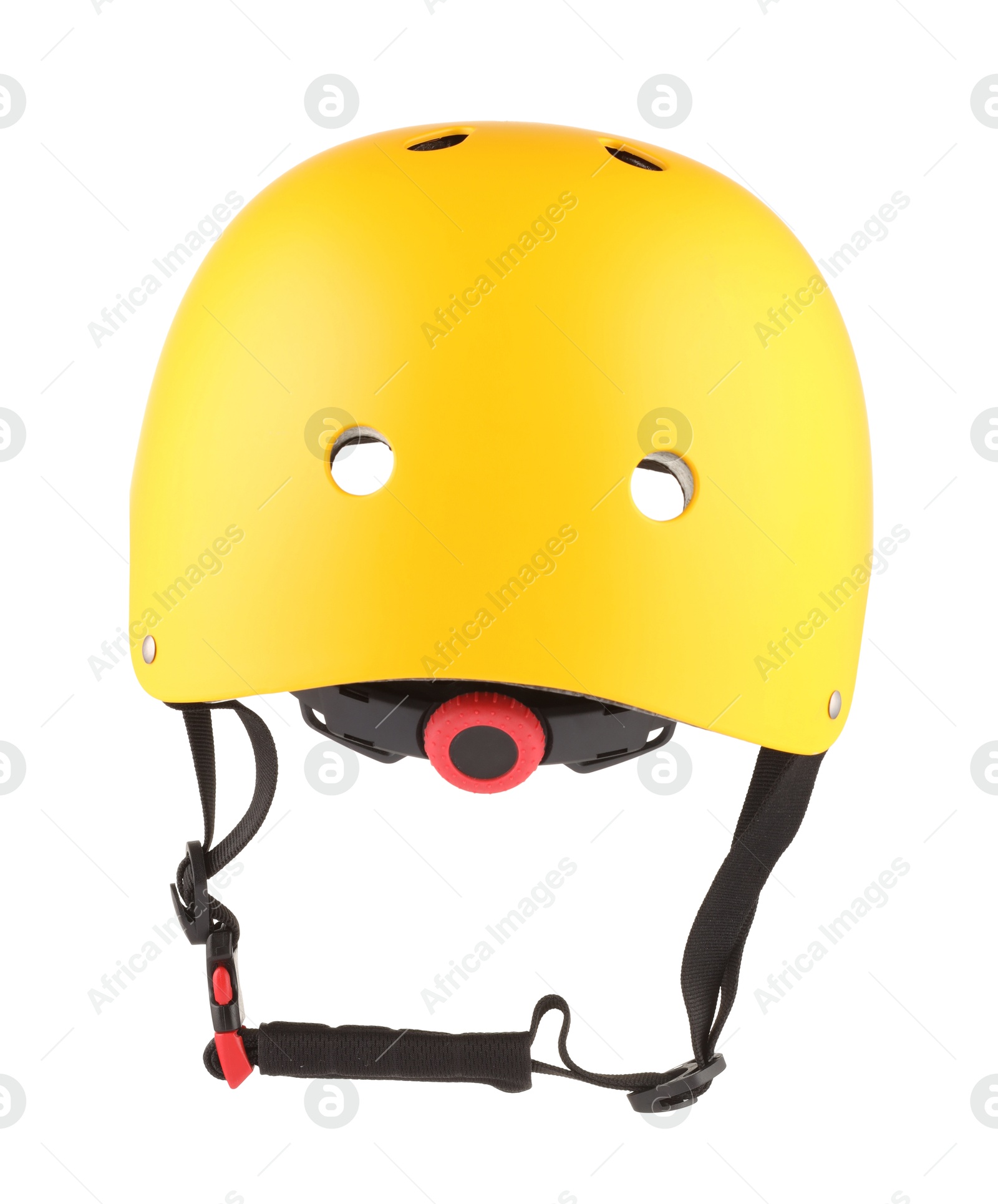 Photo of One yellow protective helmet isolated on white