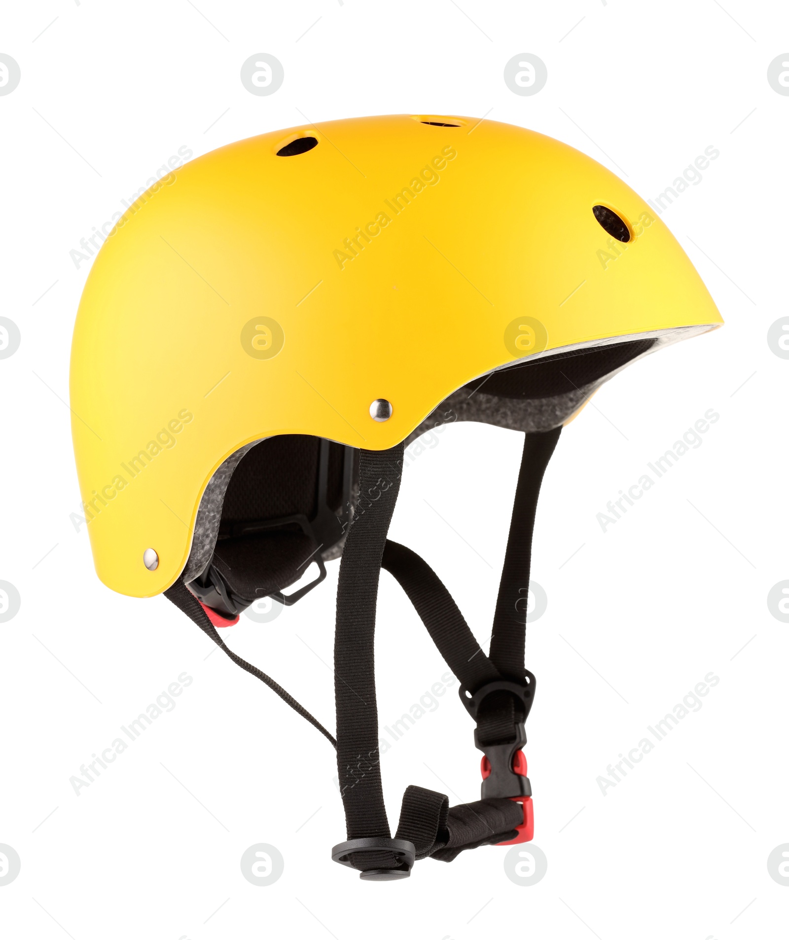 Photo of One yellow protective helmet isolated on white