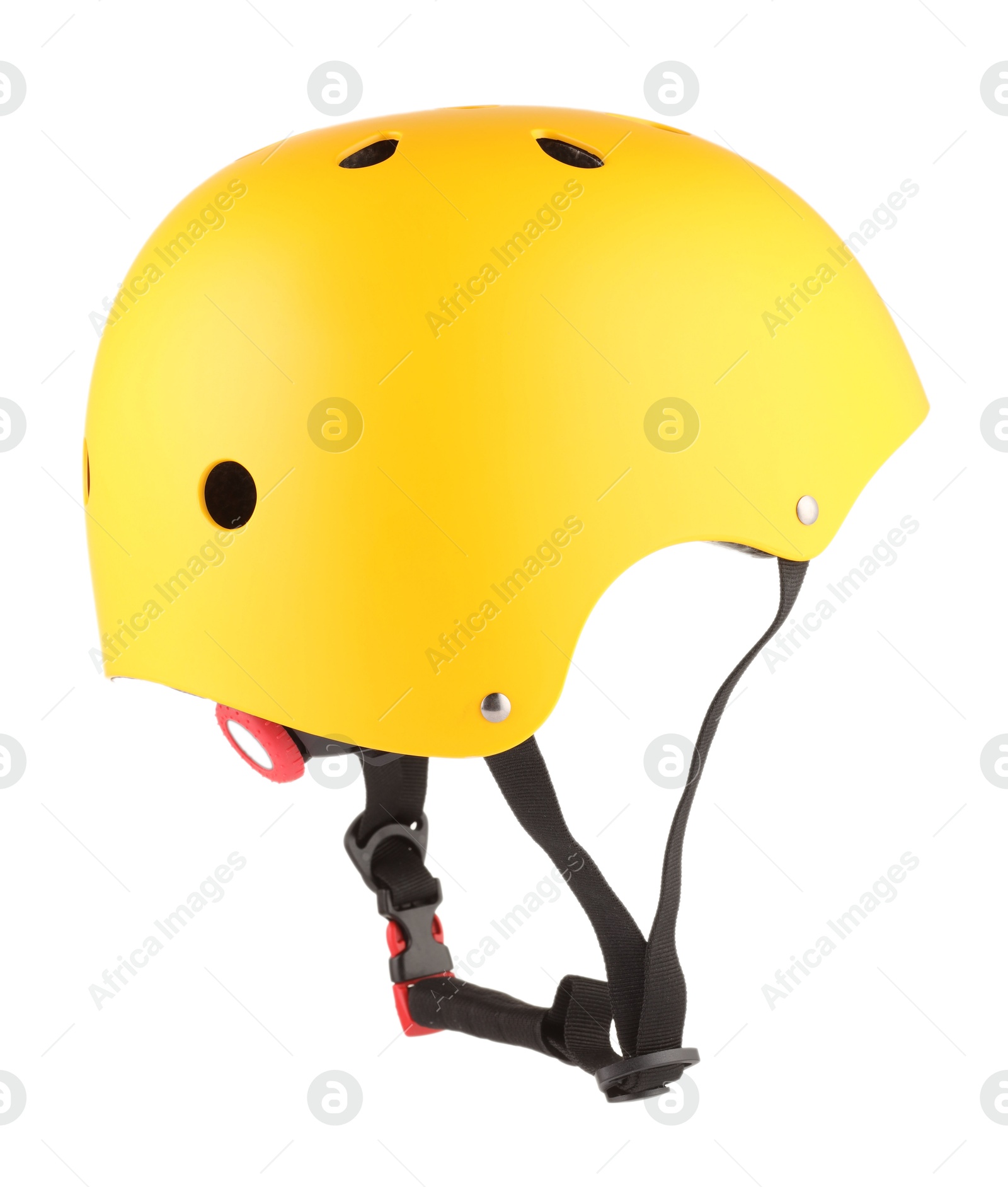 Photo of One yellow protective helmet isolated on white