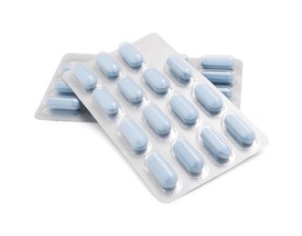 Antibiotic pills in blisters isolated on white