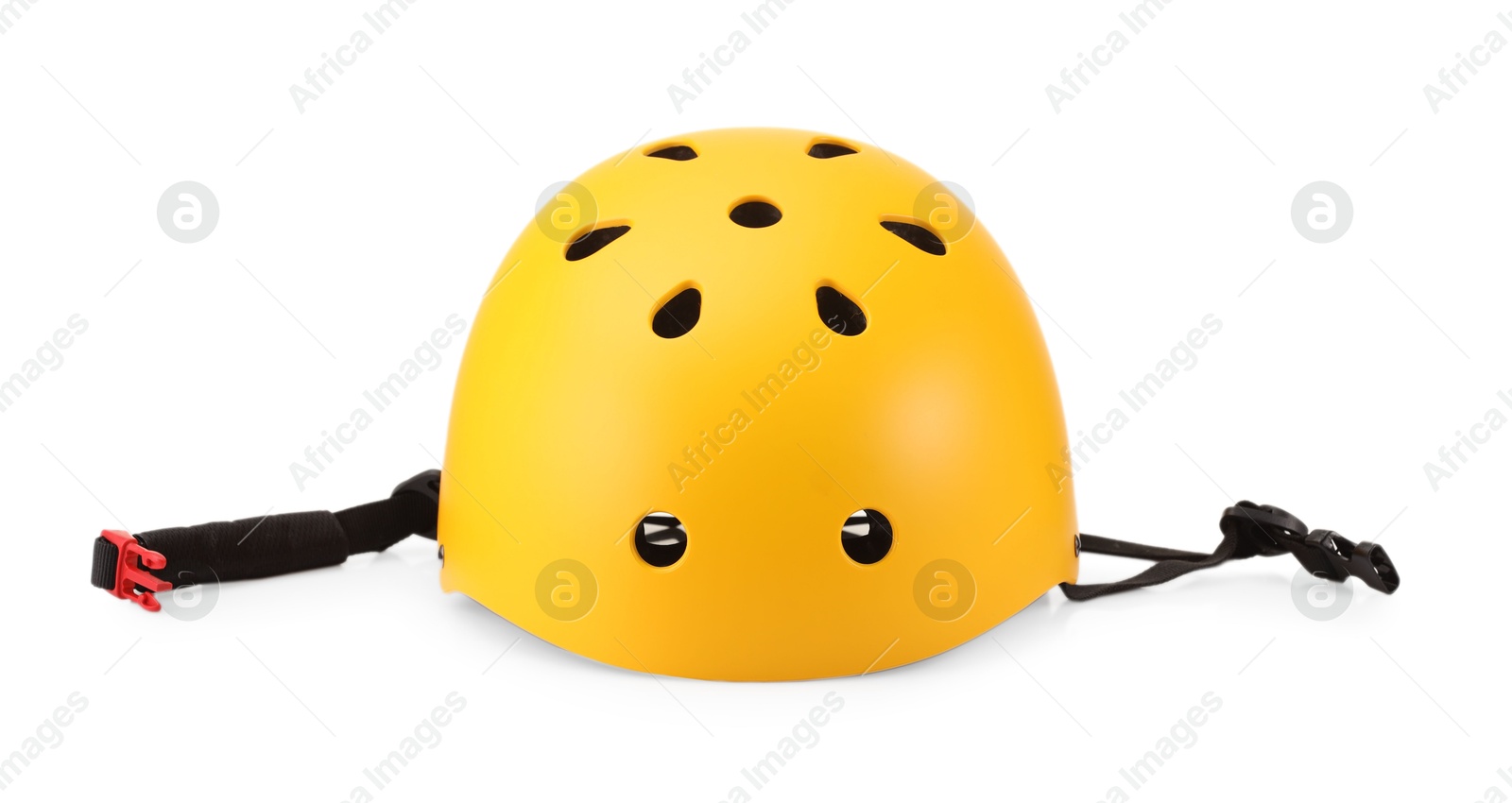 Photo of One yellow protective helmet isolated on white