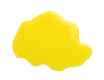 Photo of Blot of yellow printer ink isolated on white