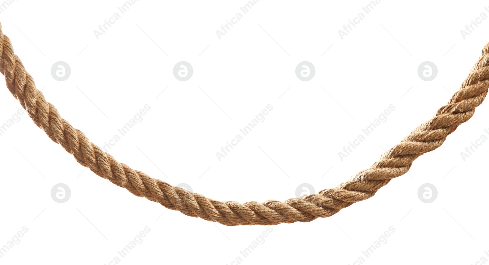 Photo of Hemp rope on white background. Organic material