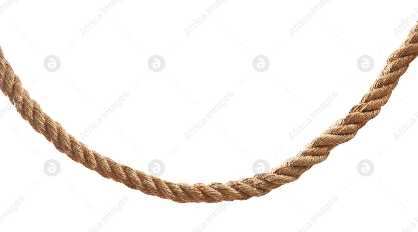 Photo of Hemp rope on white background. Organic material