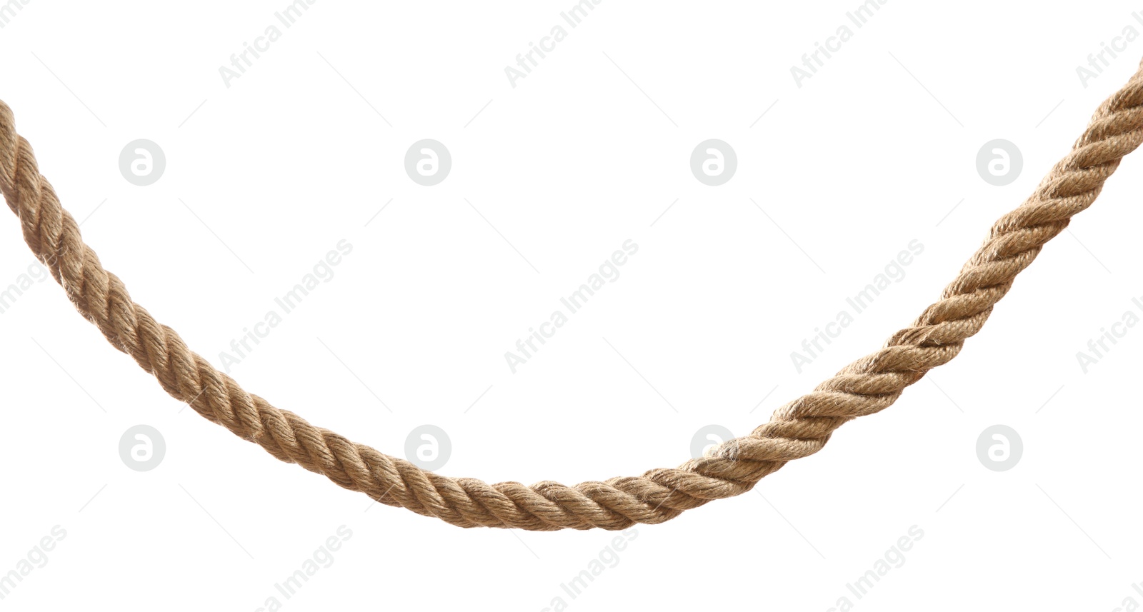 Photo of Hemp rope on white background. Organic material