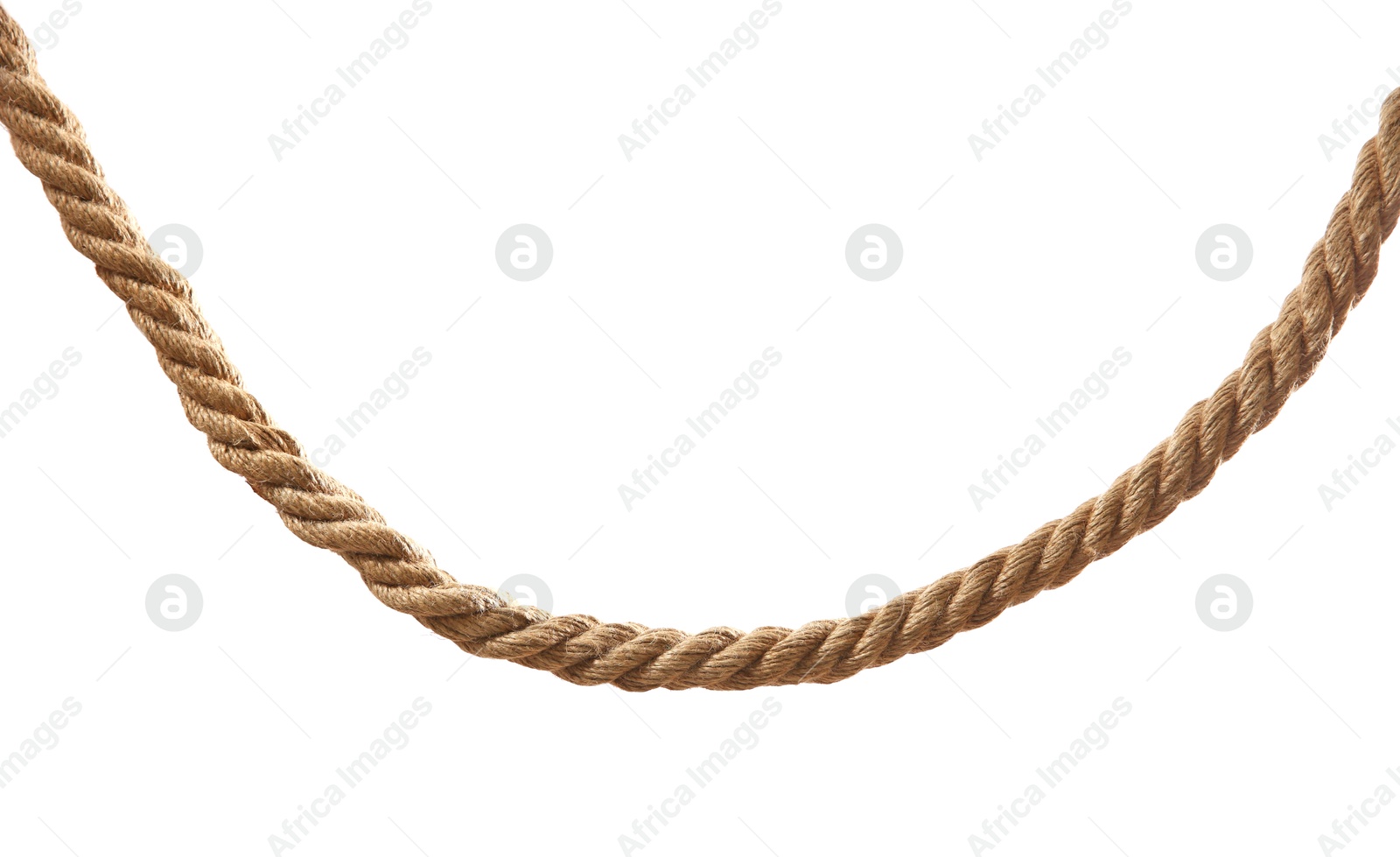 Photo of Hemp rope on white background. Organic material