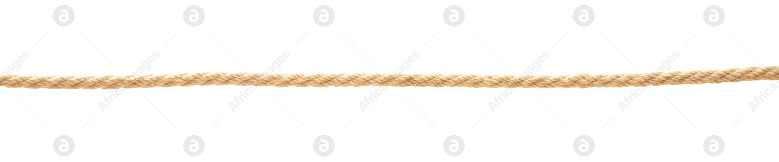 Photo of Hemp rope on white background. Organic material