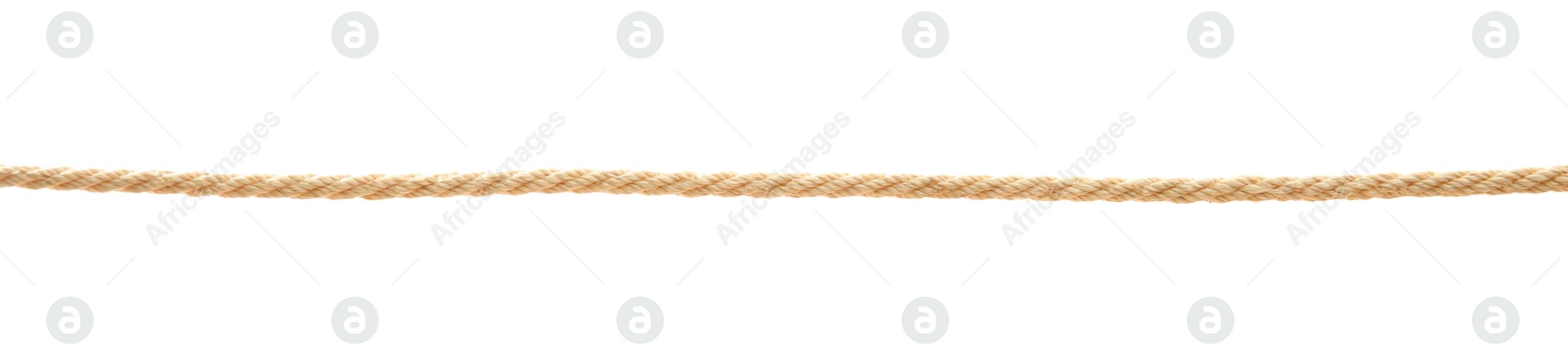 Photo of Hemp rope on white background. Organic material