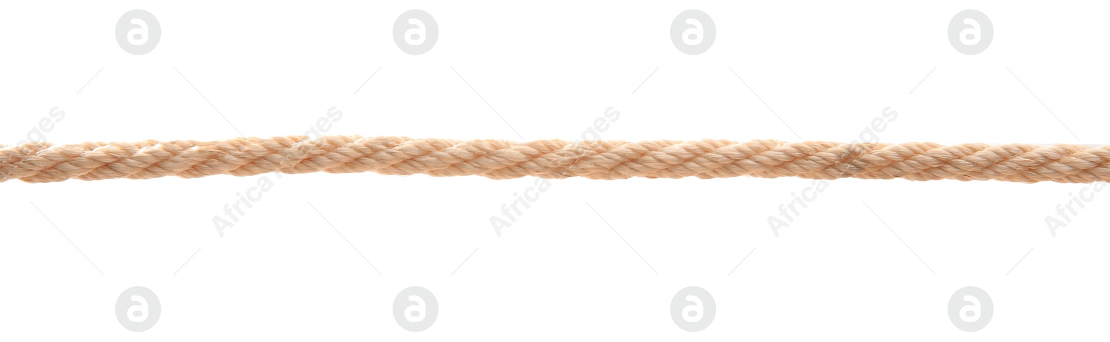 Photo of Hemp rope on white background. Organic material