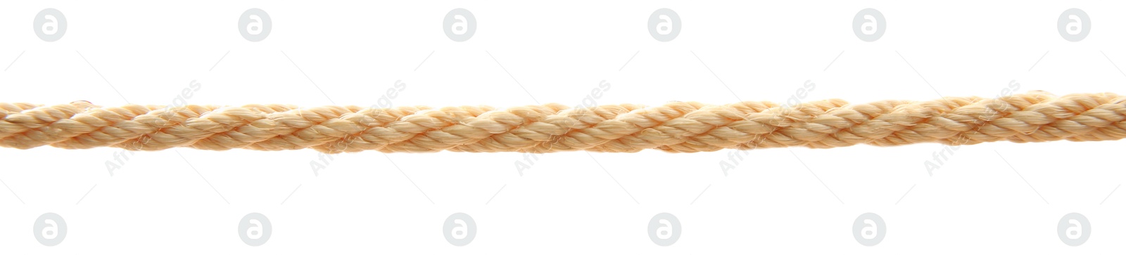 Photo of Hemp rope on white background. Organic material