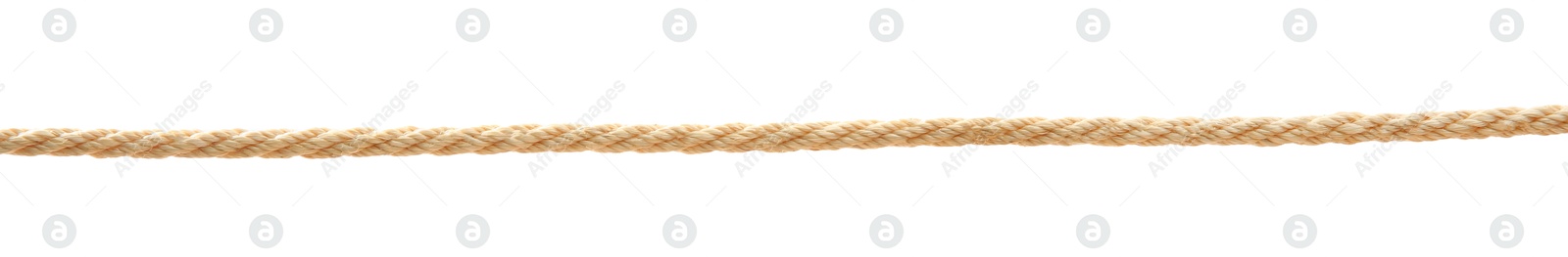 Photo of Hemp rope on white background. Organic material