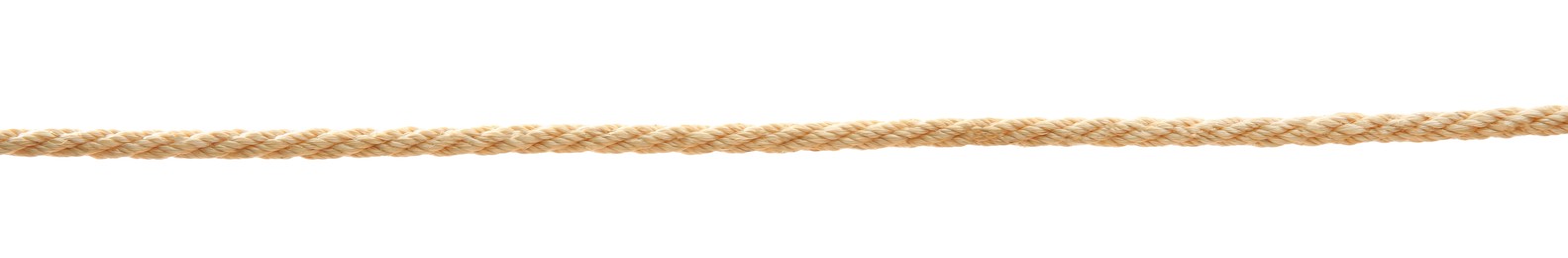 Photo of Hemp rope on white background. Organic material