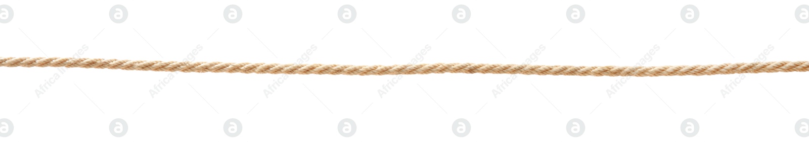 Photo of Hemp rope on white background. Organic material