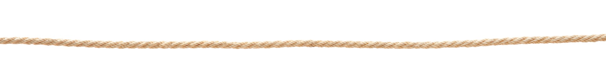 Photo of Hemp rope on white background. Organic material