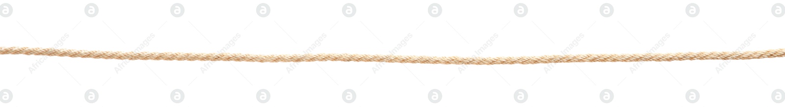 Photo of Hemp rope on white background. Organic material