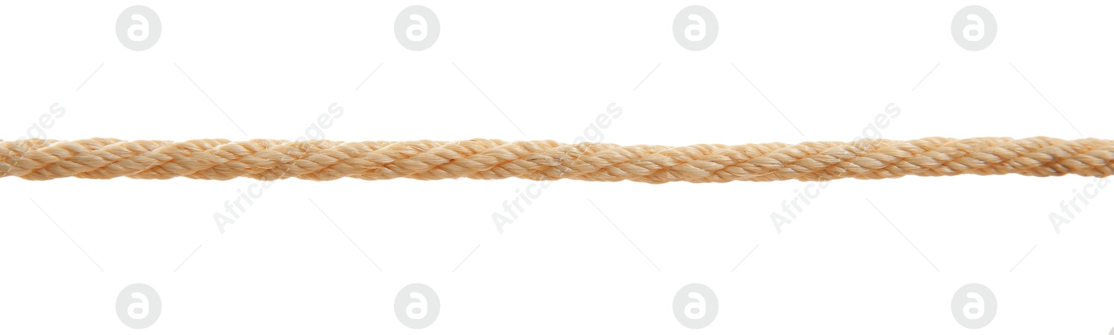 Photo of Hemp rope on white background. Organic material