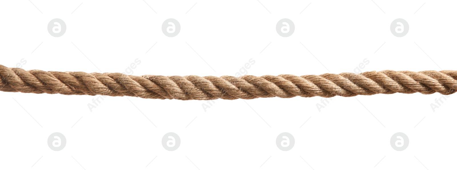 Photo of Hemp rope on white background. Organic material