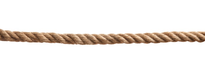 Hemp rope on white background. Organic material