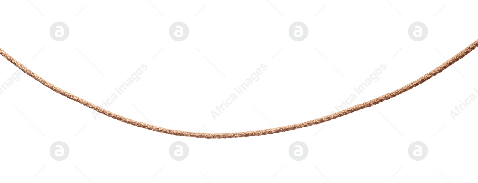 Photo of One brown braided rope isolated on white