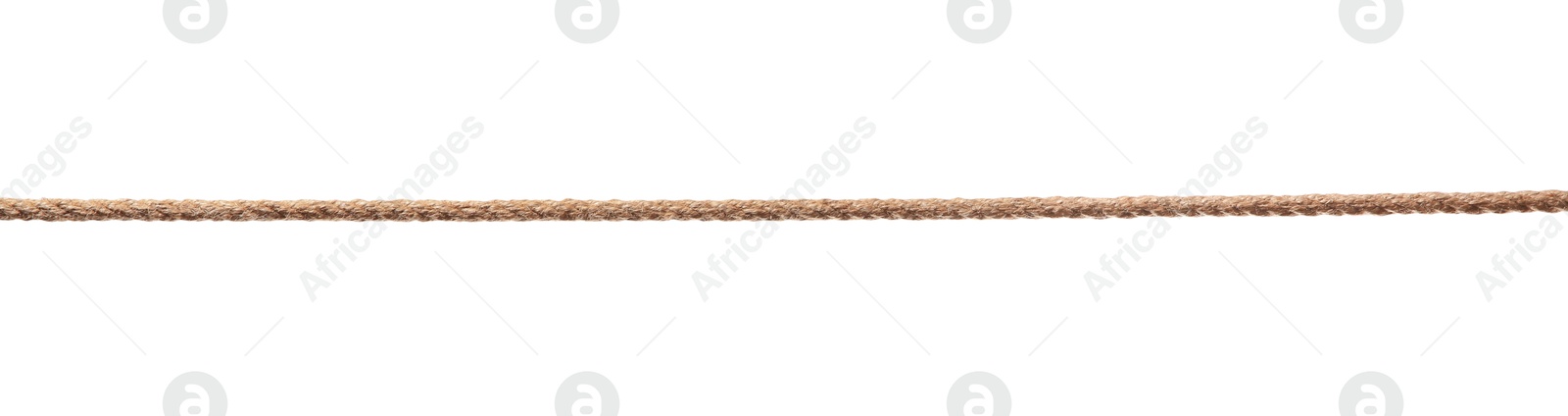 Photo of One brown braided rope isolated on white