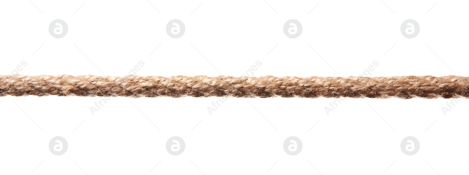 Photo of One brown braided rope isolated on white