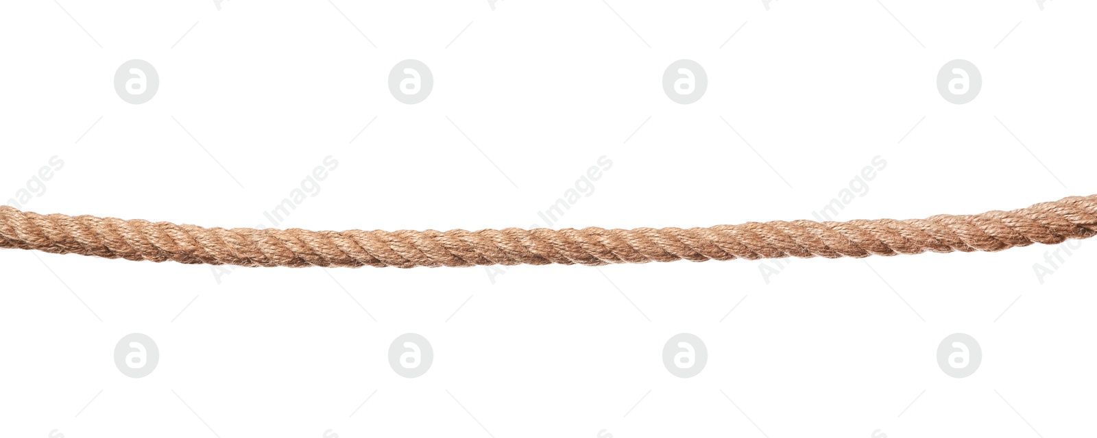 Photo of One brown braided rope isolated on white