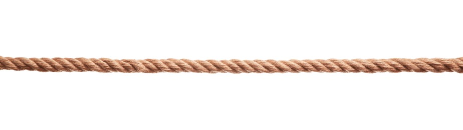 One brown braided rope isolated on white