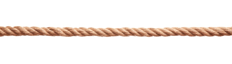 One brown braided rope isolated on white