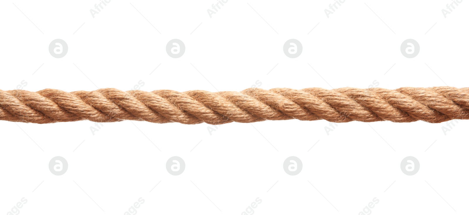 Photo of One brown braided rope isolated on white