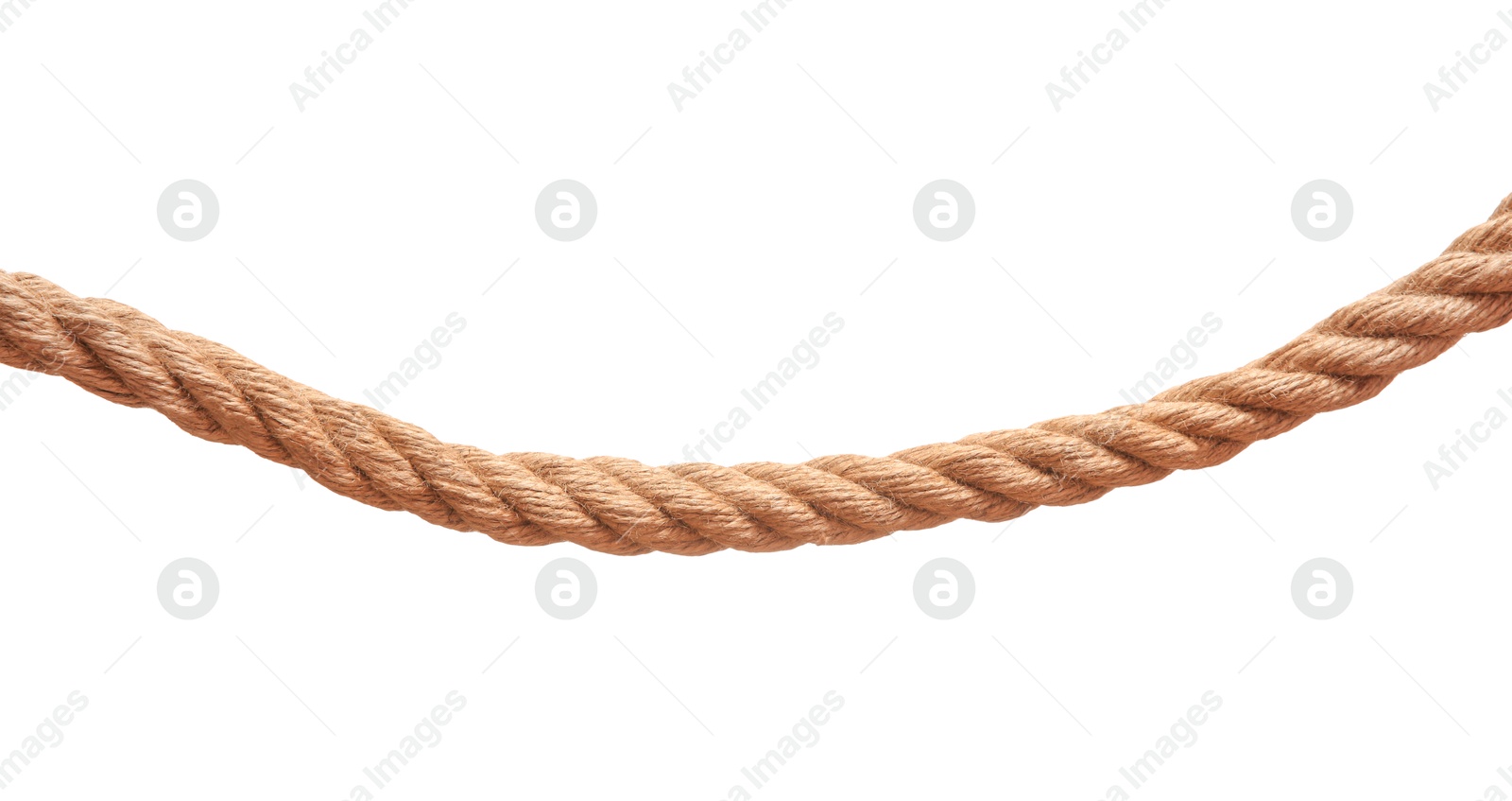 Photo of One brown braided rope isolated on white