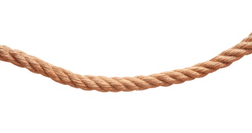 One brown braided rope isolated on white