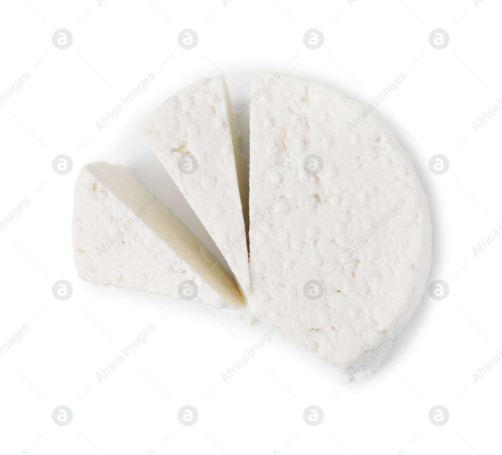 Photo of Fresh ricotta (cream cheese) isolated on white, top view