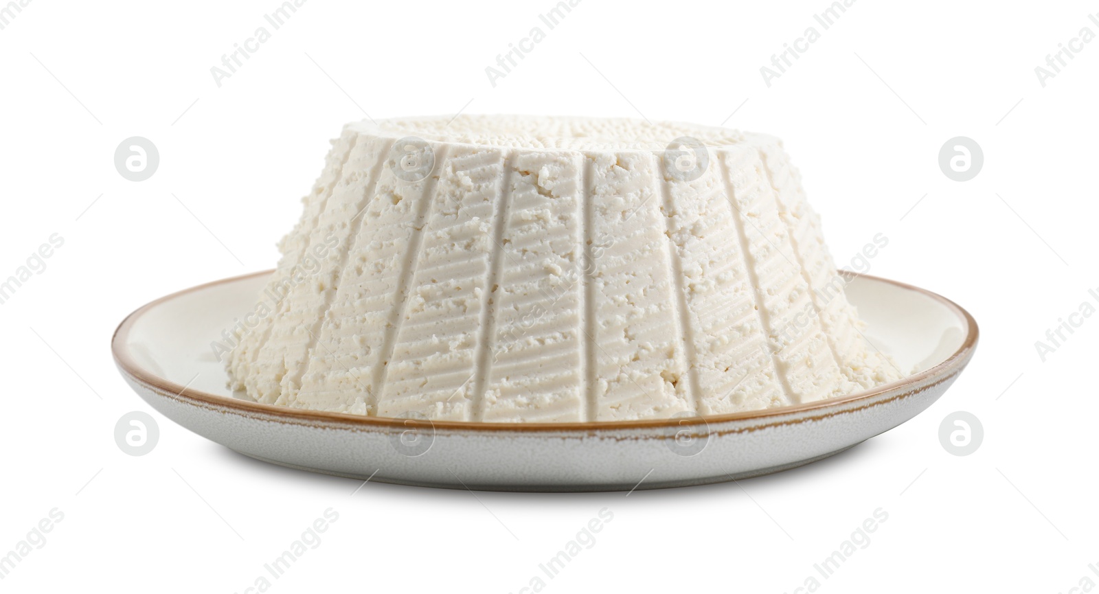 Photo of Tasty ricotta (cream cheese) isolated on white