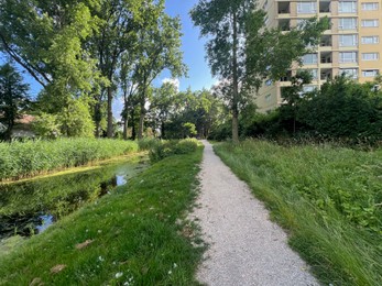 Picturesque view of river, trees and pathway