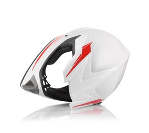 Photo of New stylish motorcycle helmet isolated on white