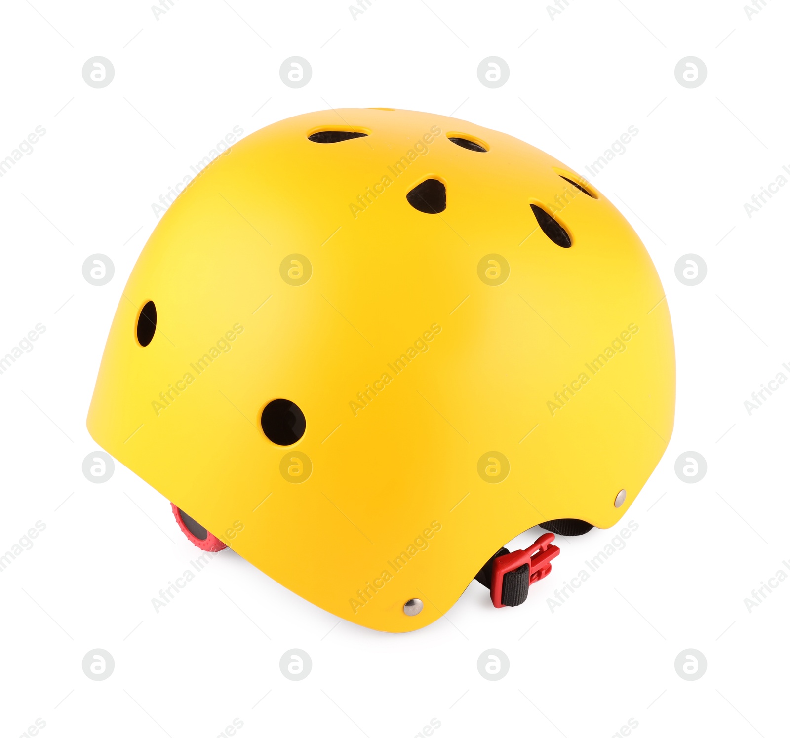 Photo of One yellow protective helmet isolated on white