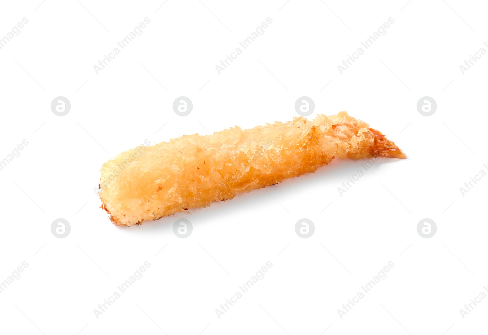 Photo of One tasty fried shrimp isolated on white