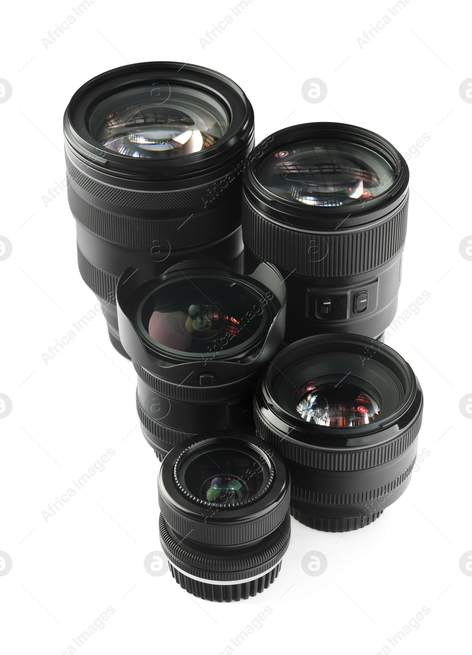 Photo of Camera lens isolated on white. Photographer's equipment