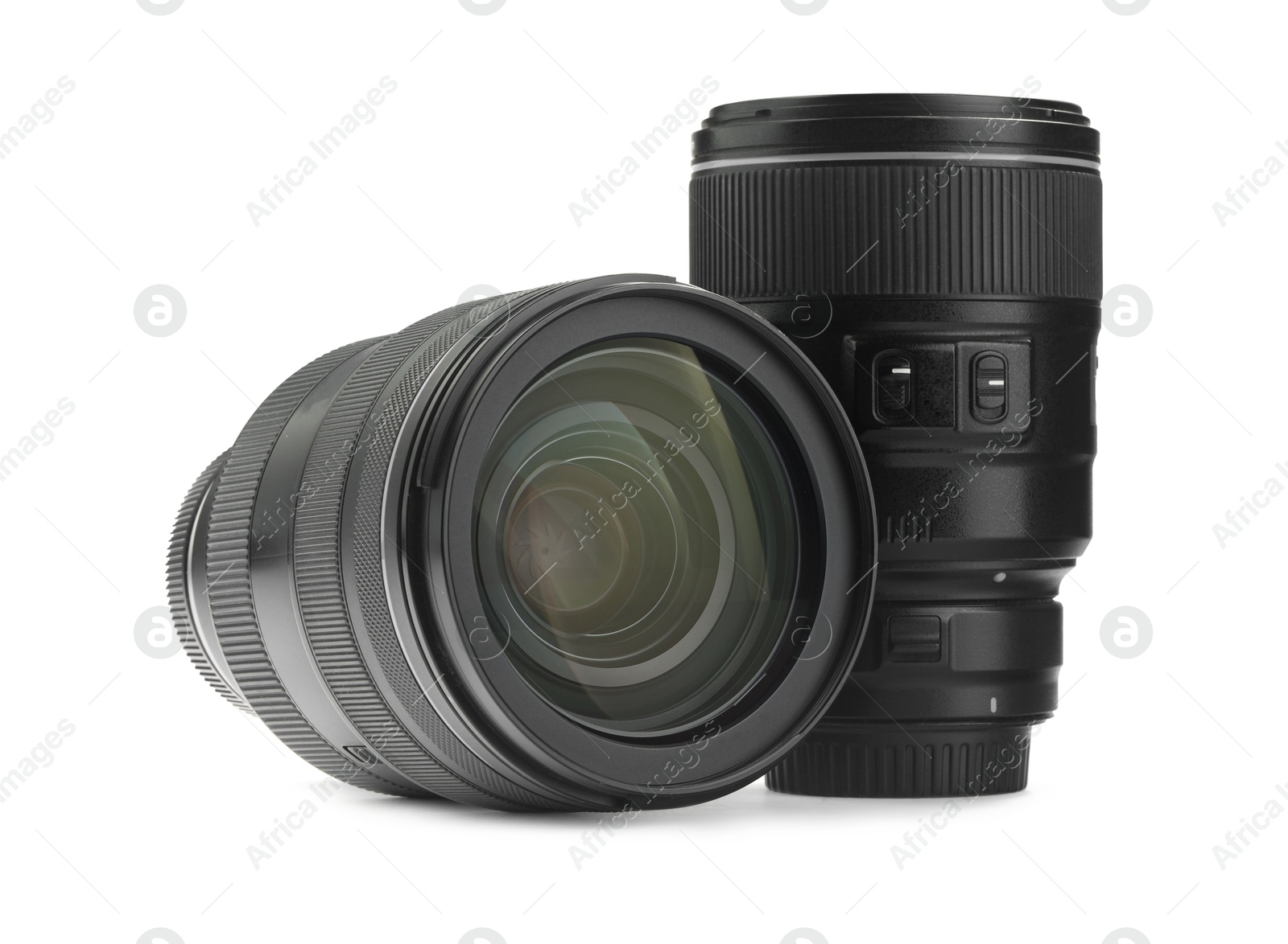 Photo of Camera lens isolated on white. Photographer's equipment