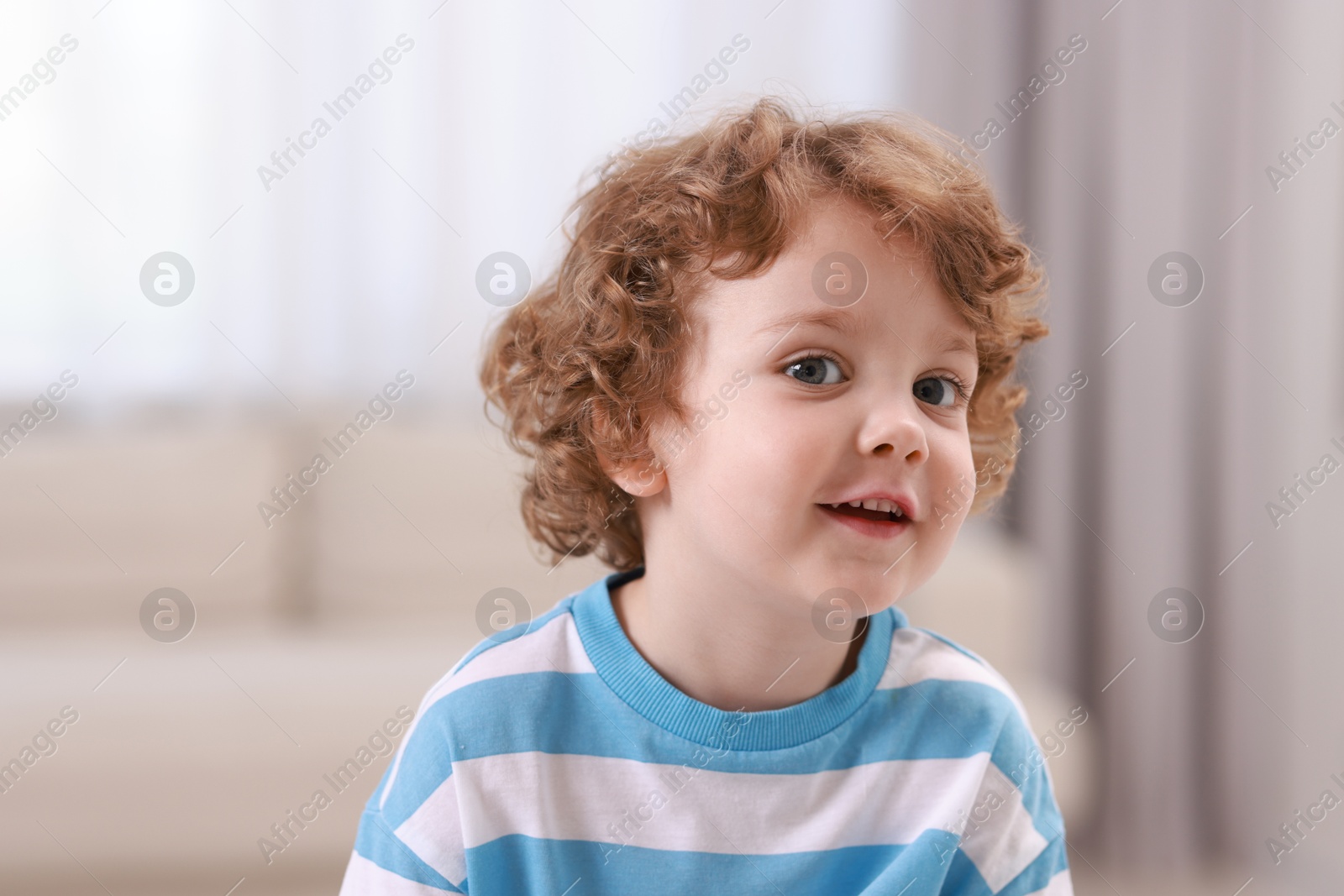 Photo of Portrait of little boy indoors. Cute child