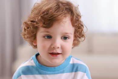 Portrait of little boy indoors. Cute child