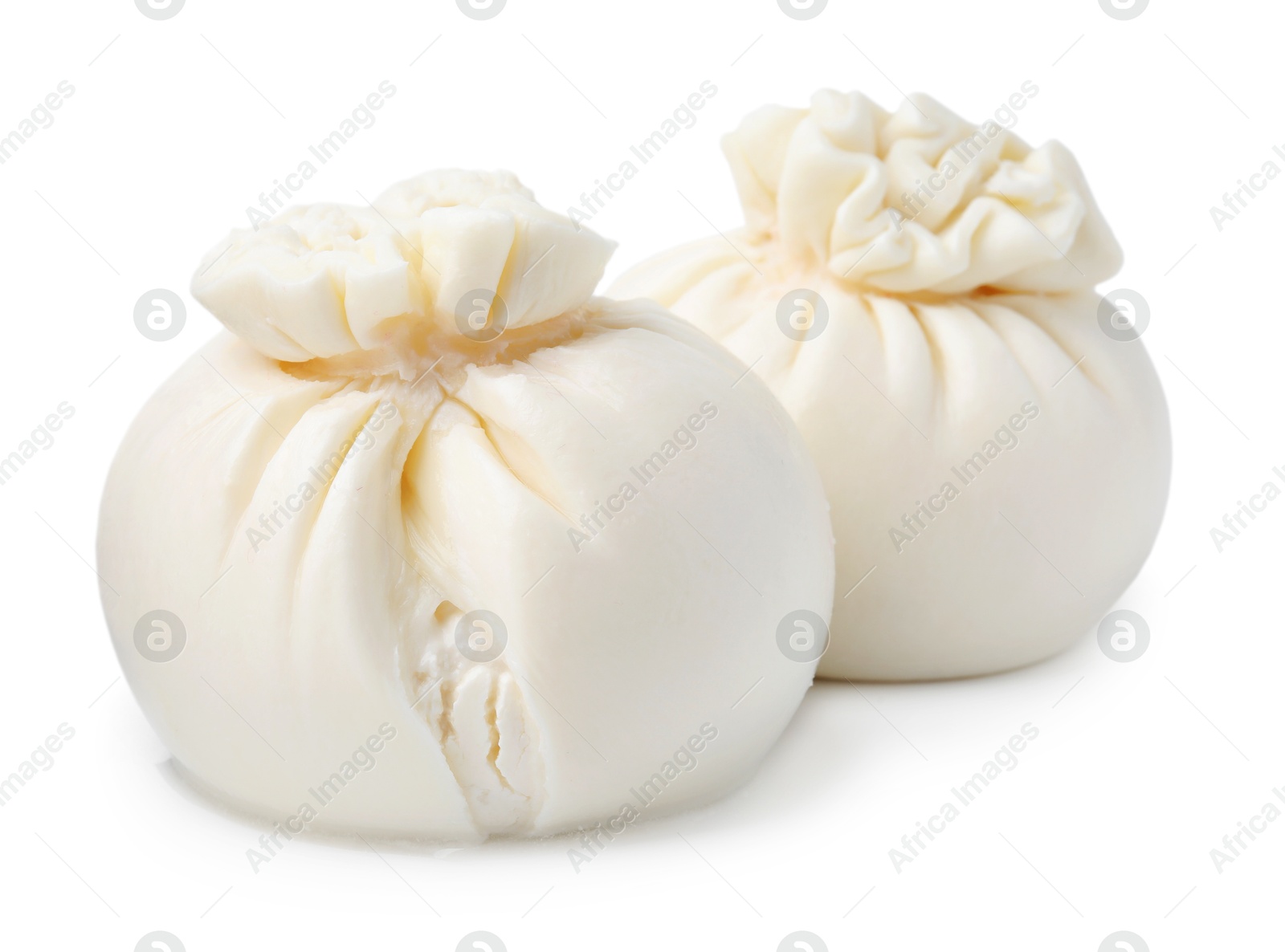 Photo of Fresh delicious burrata cheese isolated on white